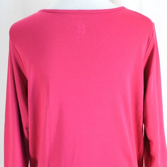 J Jill Perfet Pima 3/4 Sleeve Shirttail Tee Womens Size M Pink Cotton Knit Top - Picture 6 of 7
